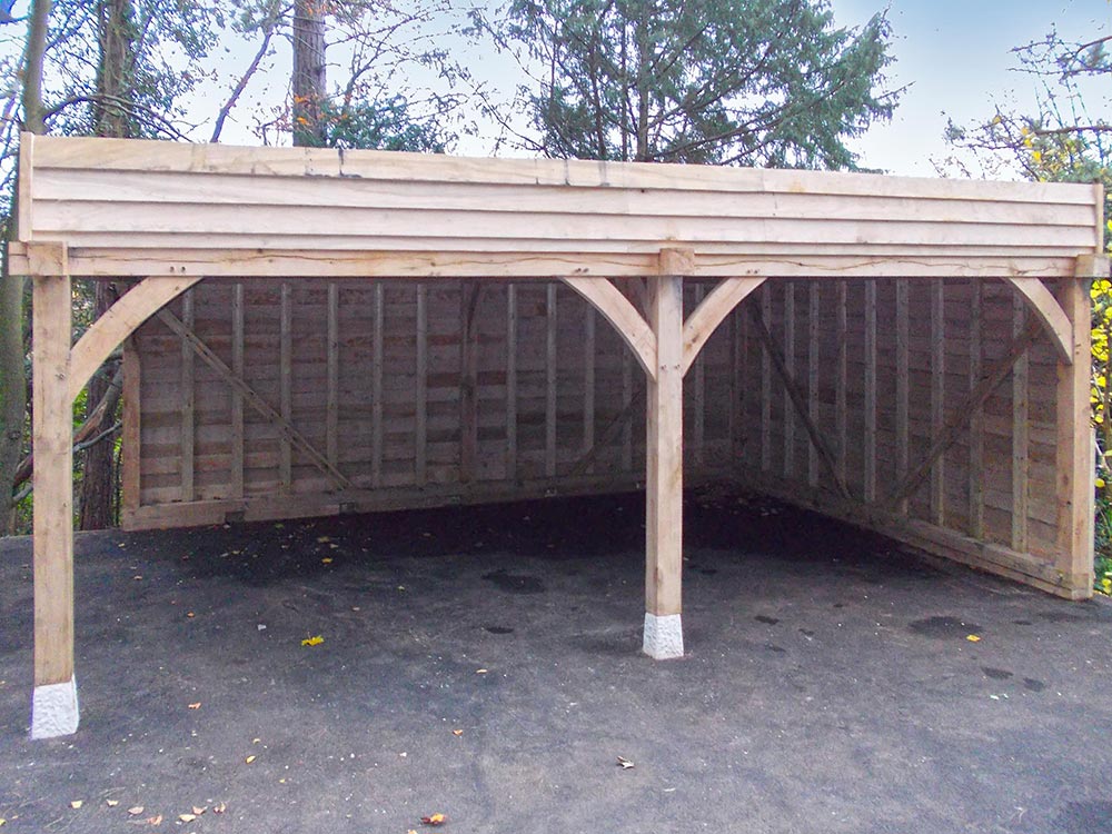 Oak framed double car port, installed by Boardman Gelly